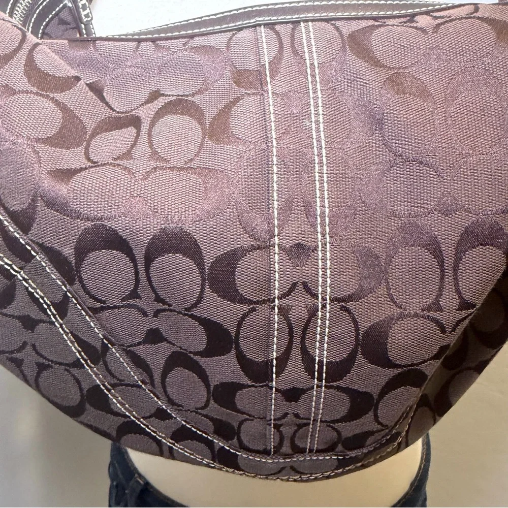 Coach Signature Brown Canvas Hobo Shoulder Bag Y2K Vintage Rare
